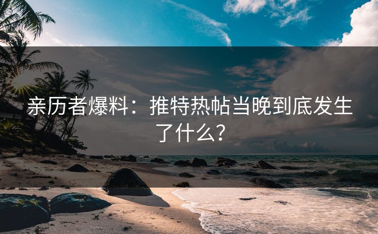 亲历者爆料：推特热帖当晚到底发生了什么？