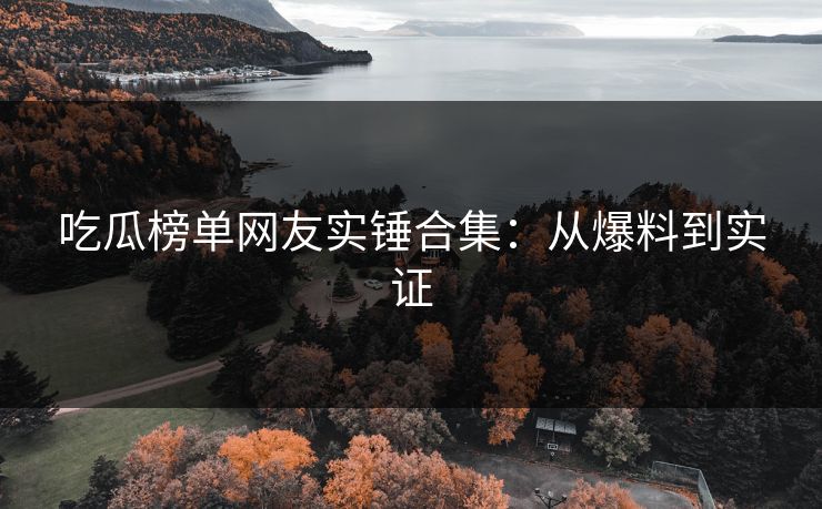 吃瓜榜单网友实锤合集：从爆料到实证