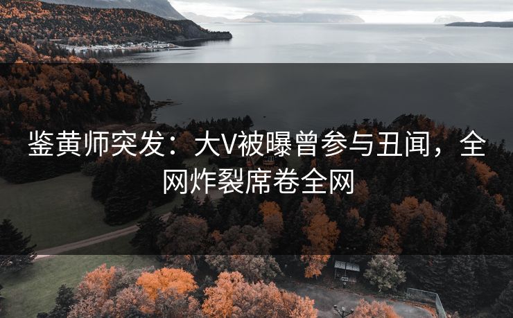 鉴黄师突发：大V被曝曾参与丑闻，全网炸裂席卷全网