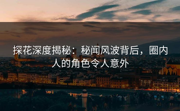 探花深度揭秘：秘闻风波背后，圈内人的角色令人意外