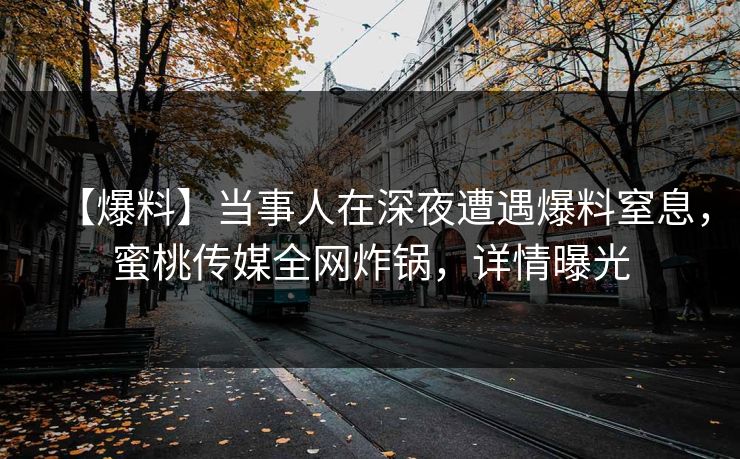 【爆料】当事人在深夜遭遇爆料窒息，蜜桃传媒全网炸锅，详情曝光