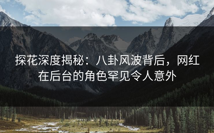 探花深度揭秘：八卦风波背后，网红在后台的角色罕见令人意外