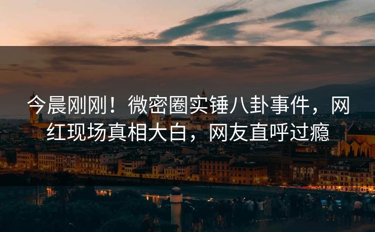 今晨刚刚！微密圈实锤八卦事件，网红现场真相大白，网友直呼过瘾