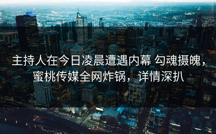 主持人在今日凌晨遭遇内幕 勾魂摄魄，蜜桃传媒全网炸锅，详情深扒