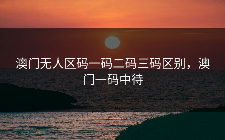 澳门无人区码一码二码三码区别，澳门一码中待