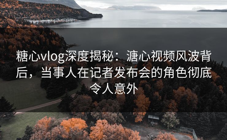 糖心vlog深度揭秘：溏心视频风波背后，当事人在记者发布会的角色彻底令人意外
